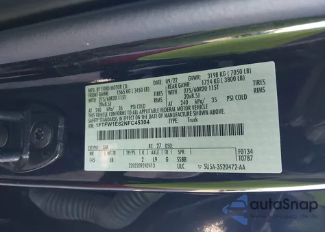 2022 Ford F-150 Xl from USA, damaged, VIN 1FTFW1E82NFC45304